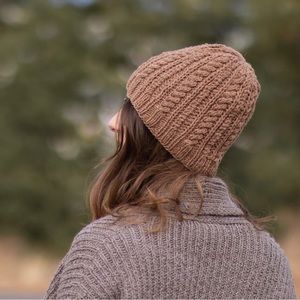 Hand knit cabled hat